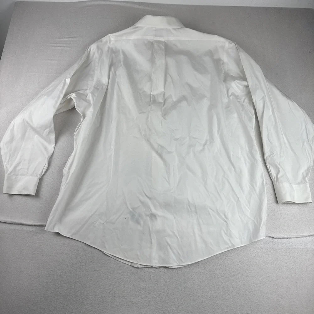 Brooks Brothers Mens Traditional Fit White Pinpoint Oxford 17.5-35 Non-Iron